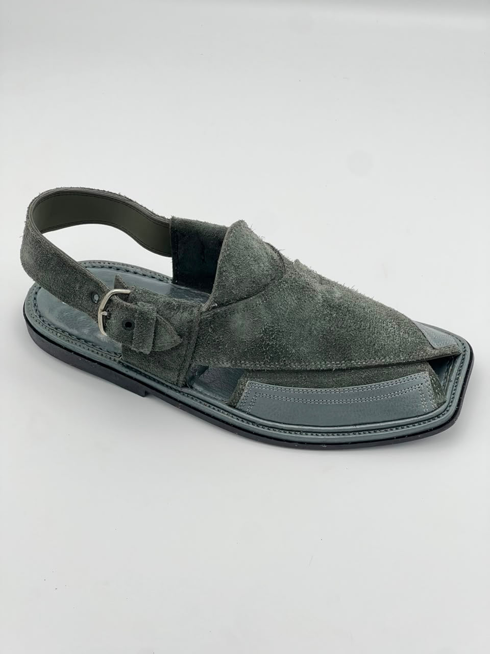Premium Olive Suede Peshawari Chappal