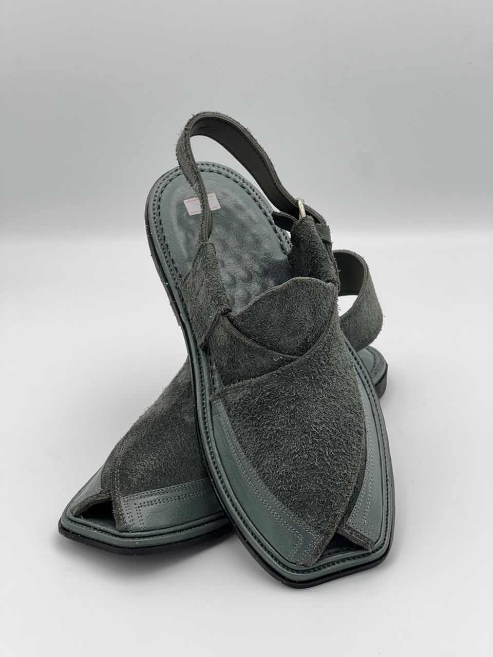 Premium Olive Suede Peshawari Chappal