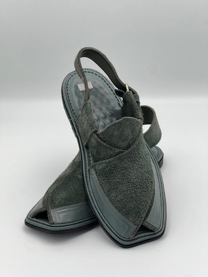 Premium Olive Suede Peshawari Chappal