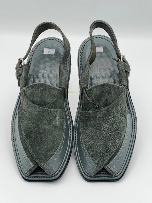 Premium Olive Suede Peshawari Chappal