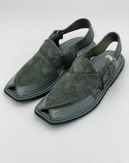 Premium Olive Suede Peshawari Chappal