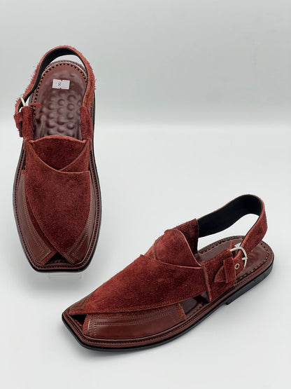 Premium Maroon Suede Peshawari Chappal