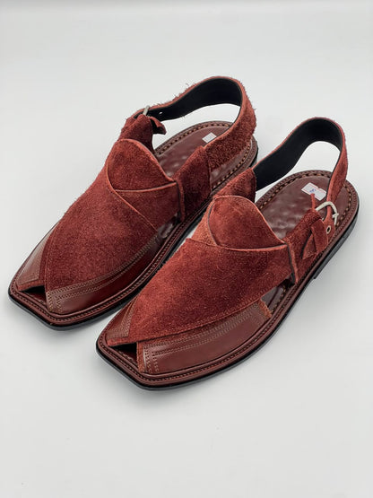 Premium Maroon Suede Peshawari Chappal