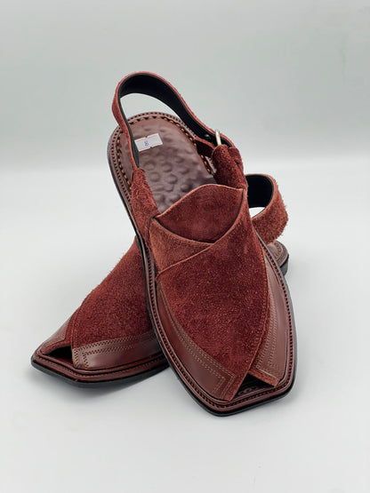 Premium Maroon Suede Peshawari Chappal