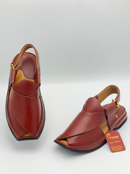 Premium Maroon Leather Peshawari Chappal