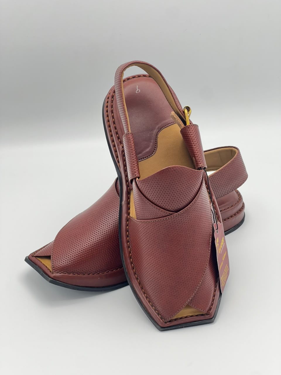 Premium Maroon Leather Peshawari Chappal