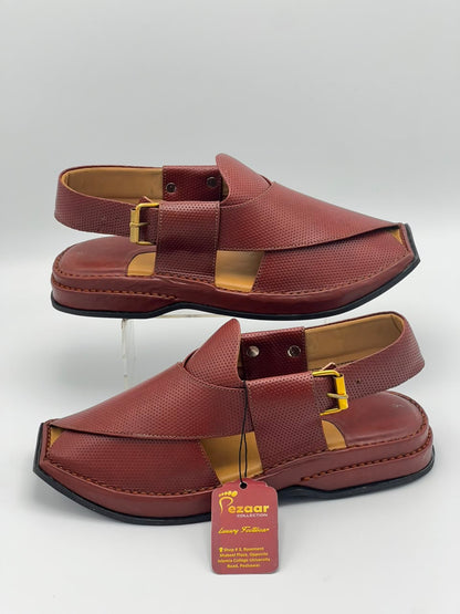 Premium Maroon Leather Peshawari Chappal