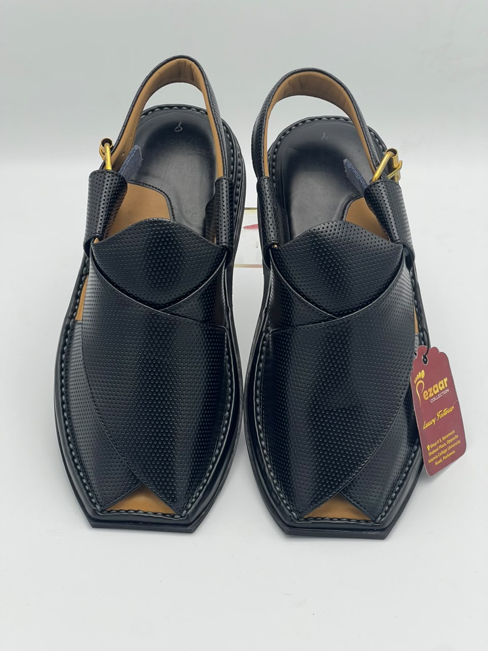 Premium Black Leather Peshawari Chappal
