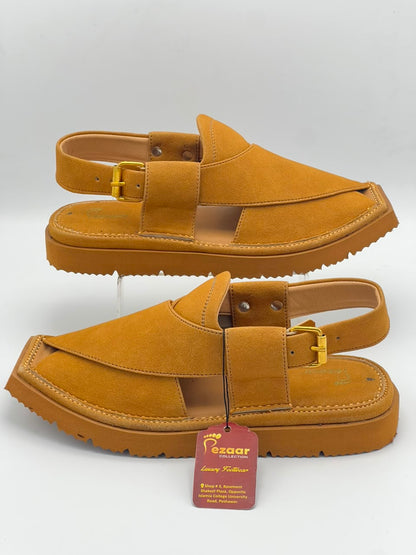 Premium Mustard Suede Peshawari Chappal