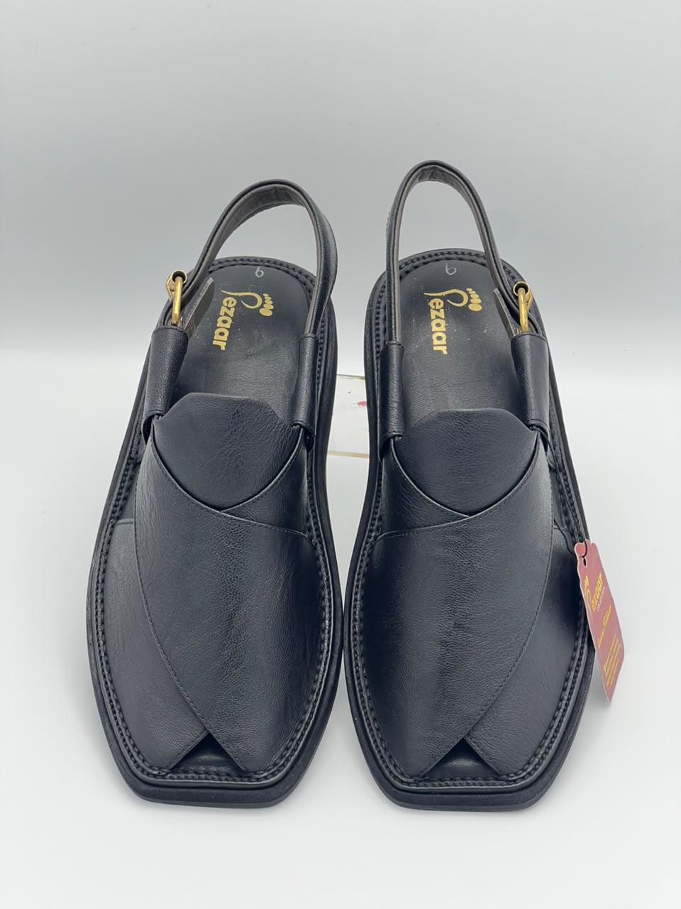 Premium Black Leather Peshawari Chappal