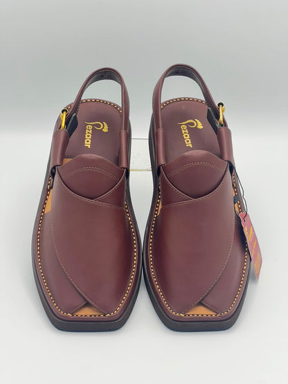Premium Maroon Leather Peshawari Chappal