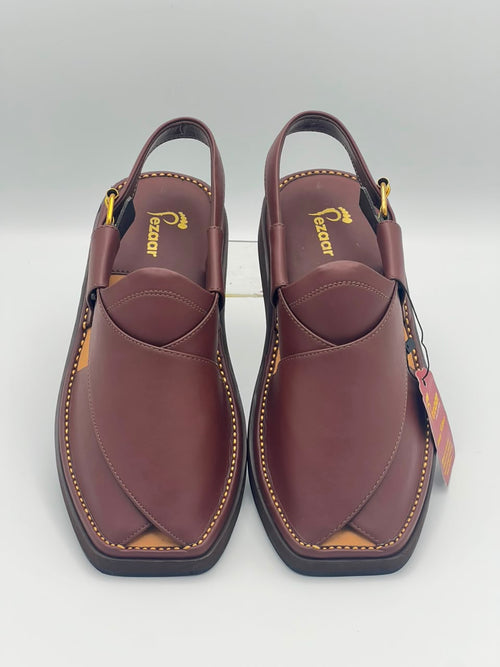 Premium Maroon Leather Peshawari Chappal