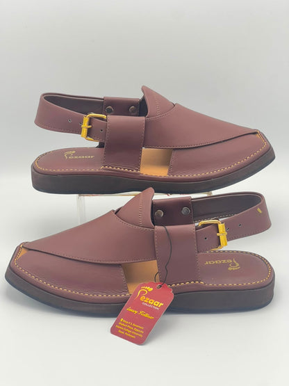 Premium Maroon Leather Peshawari Chappal
