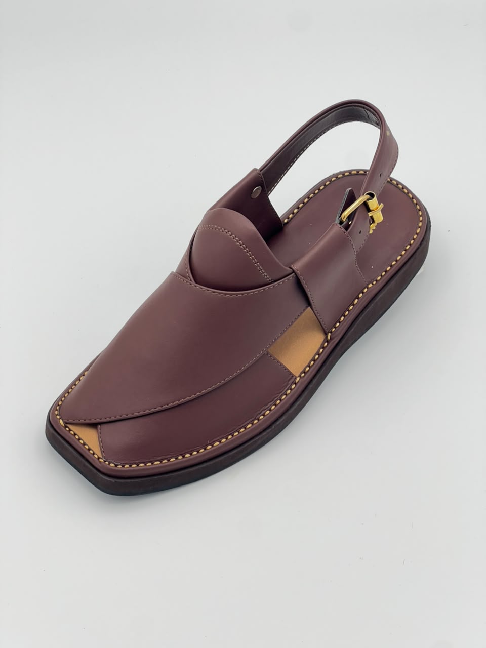 Premium Maroon Leather Peshawari Chappal