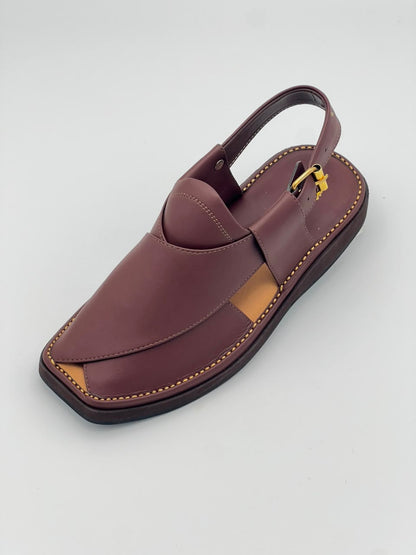 Premium Maroon Leather Peshawari Chappal