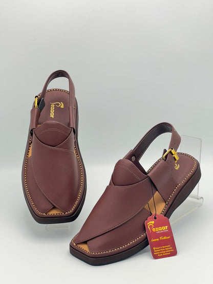 Premium Maroon Leather Peshawari Chappal